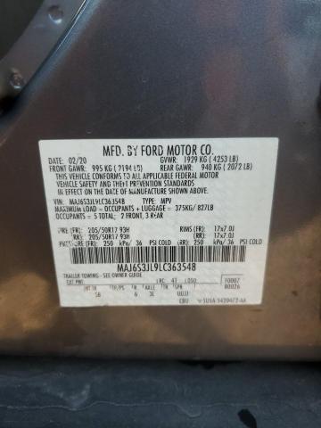 MAJ6S3JL9LC363548 - 2020 FORD ECOSPORT SES CHARCOAL photo 12