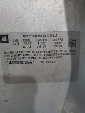 1G1BC5SM2G7239427 - 2016 CHEVROLET CRUZE LS SILVER photo 12