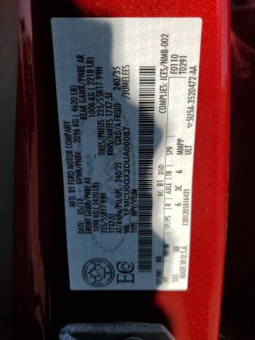 1FMCU0GX2DUA06087 - 2013 FORD ESCAPE SE RED photo 14