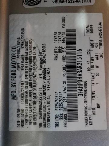 3FAHP0HA3AR215116 - 2010 FORD FUSION SE ვერცხლისფერი ფოტო 13