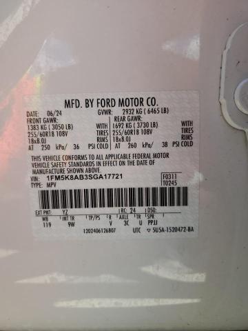 1FM5K8AB3SGA17721 - 2025 FORD EXPLORER POLICE INTERCEPTOR თეთრი ფოტო 13