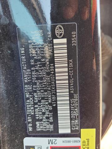 4T1BF3EK6AU074984 - 2010 TOYOTA CAMRY BASE BLACK photo 13