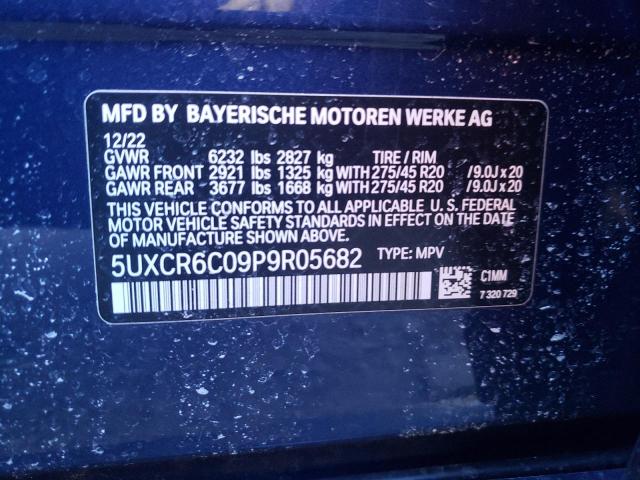 5UXCR6C09P9R05682 - 2023 BMW X5 XDRIVE40I BLUE photo 12