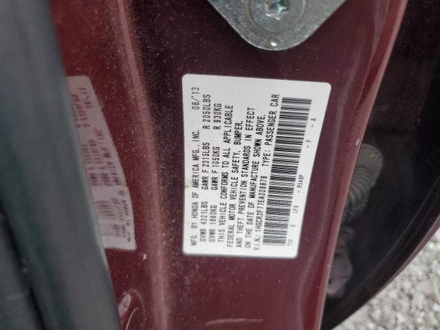 1HGCR2F77EA009879 - 2014 HONDA ACCORD EX ბურგუნდია ფოტო 12