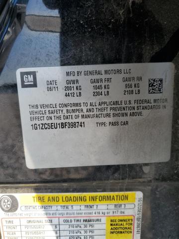 1G1ZC5EU1BF398741 - 2011 CHEVROLET MALIBU 1LT Negro foto 12