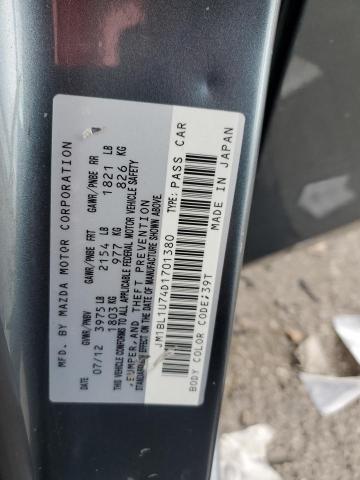 JM1BL1U74D1701380 - 2013 MAZDA 3 I TEAL photo 12