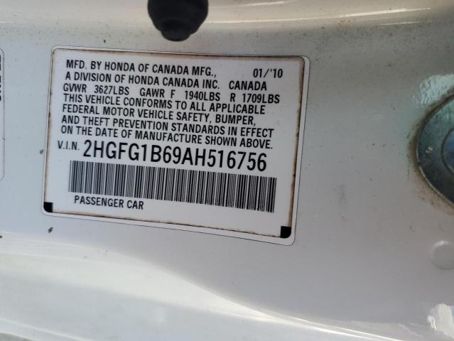 2HGFG1B69AH516756 - 2010 HONDA CIVIC LX 白色 照片 13