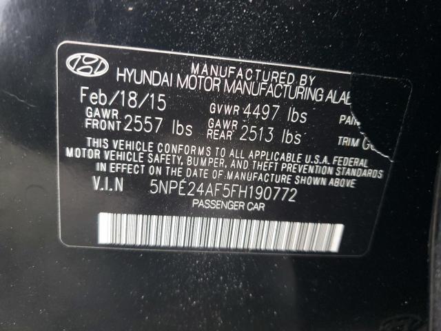 5NPE24AF5FH190772 - 2015 HYUNDAI SONATA SE BLACK photo 12