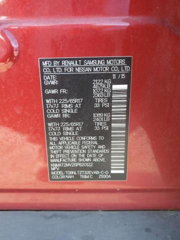 KNMAT2MV2GP620122 - 2016 NISSAN ROGUE S BURGUNDY photo 14