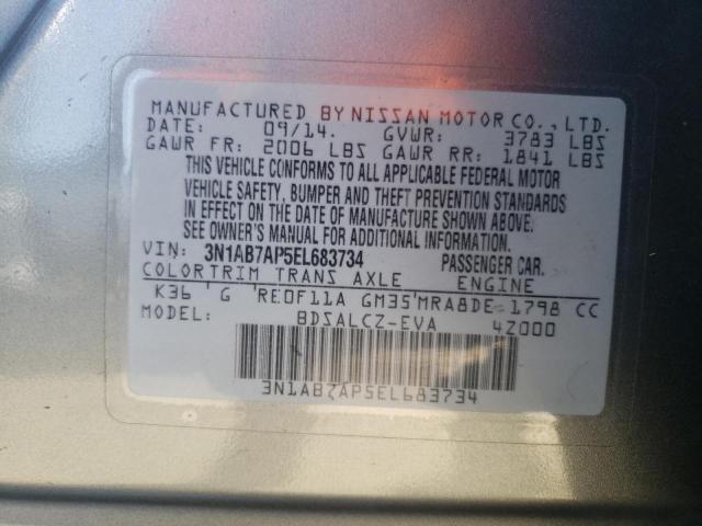 3N1AB7AP5EL683734 - 2014 NISSAN SENTRA S SILVER photo 13