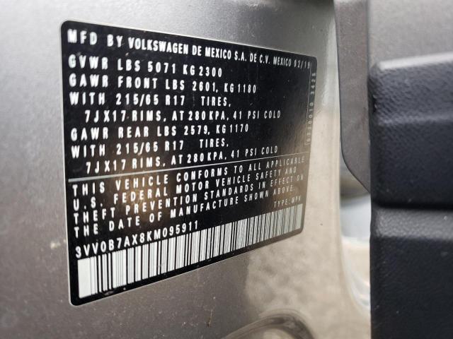 3VV0B7AX8KM095911 - 2019 VOLKSWAGEN TIGUAN S Сұр фото 14