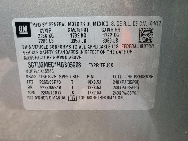 3GTU2MEC1HG305908 - 2017 GMC SIERRA K1500 SLE GRAY photo 13