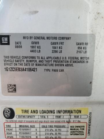 1G1ZC5EB3A4106421 - 2010 CHEVROLET MALIBU 1LT თეთრი ფოტო 12