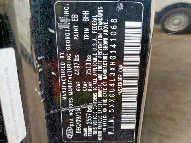 5XXGU4L3XHG141068 - 2017 KIA OPTIMA EX BLACK photo 12