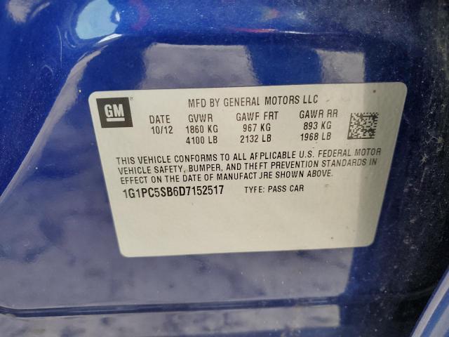 1G1PC5SB6D7152517 - 2013 CHEVROLET CRUZE LT BLUE photo 13