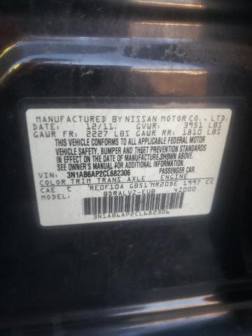 3N1AB6AP2CL682306 - 2012 NISSAN SENTRA 2.0 BLACK photo 12