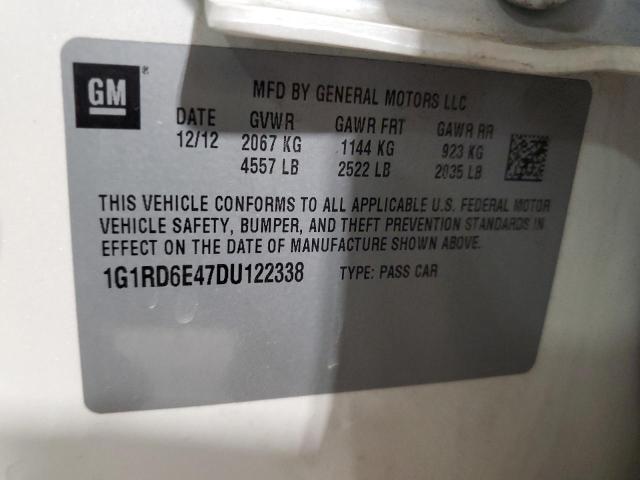 1G1RD6E47DU122338 - 2013 CHEVROLET VOLT WHITE photo 12