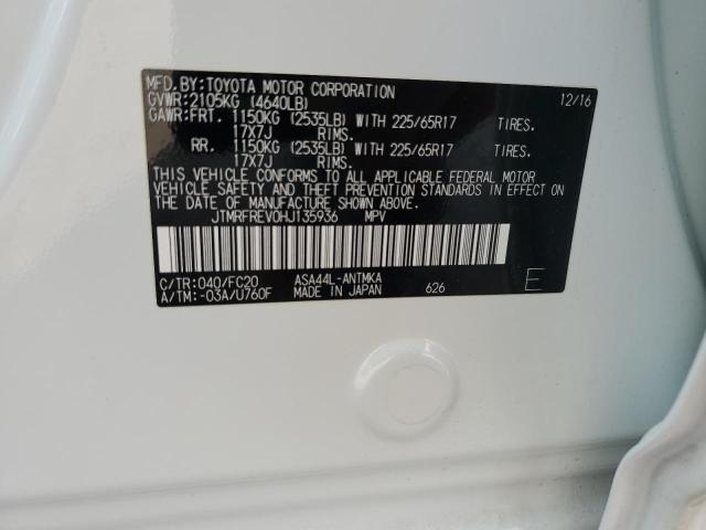 JTMRFREV0HJ135936 - 2017 TOYOTA RAV4 XLE Weiß Foto 14