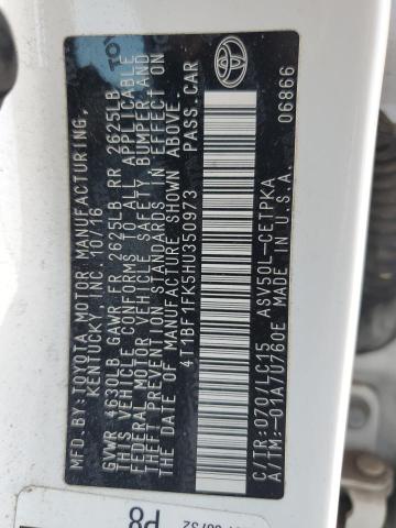 4T1BF1FK5HU350973 - 2017 TOYOTA CAMRY LE თეთრი ფოტო 12