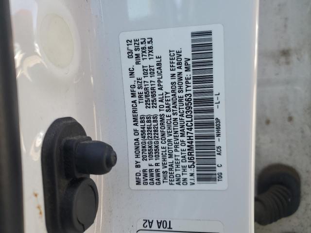 5J6RM4H74CL039563 - 2012 HONDA CR-V EXL WHITE photo 13
