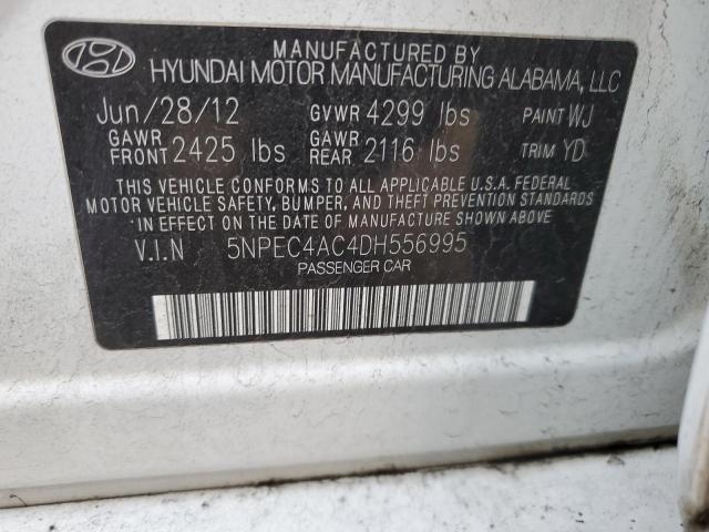 5NPEC4AC4DH556995 - 2013 HYUNDAI SONATA SE WHITE photo 12