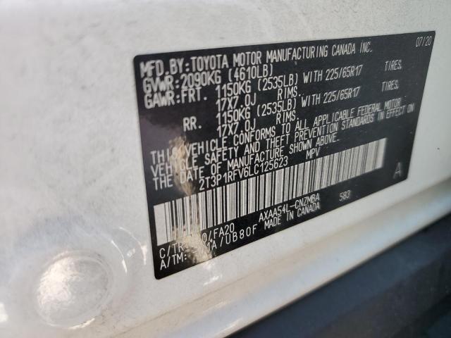 2T3P1RFV6LC125623 - 2020 TOYOTA RAV4 XLE WHITE photo 13