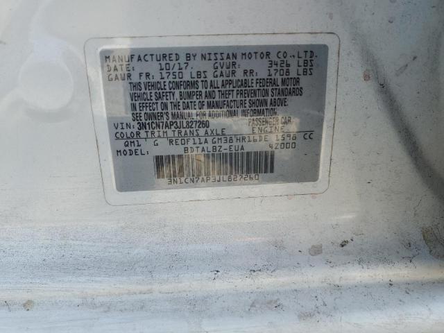 3N1CN7AP3JL827260 - 2018 NISSAN VERSA S Weiß Foto 13