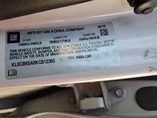 KL8CB6SA8KC812365 - 2019 CHEVROLET SPARK LS 奶油色 照片 12