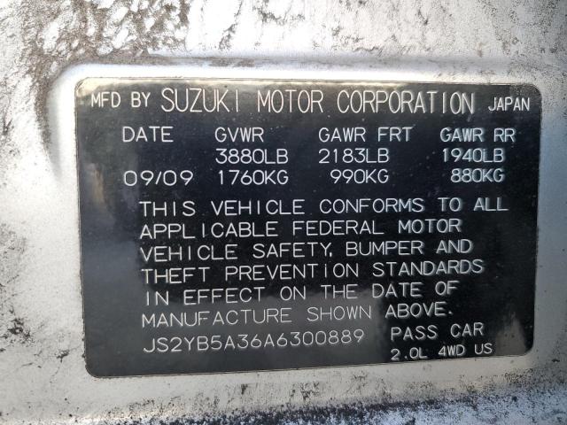 JS2YB5A36A6300889 - 2010 SUZUKI SX4 SILVER photo 12
