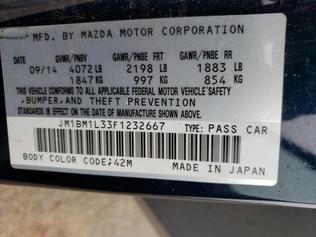 JM1BM1L33F1232667 - 2015 MAZDA 3 TOURING BLUE photo 12