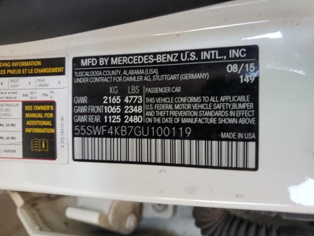 55SWF4KB7GU100119 - 2016 MERCEDES-BENZ C 300 4MATIC WHITE photo 12