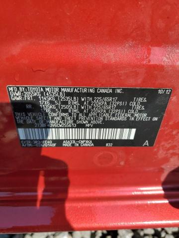 2T3BF4DV6CW255613 - 2012 TOYOTA RAV4 Czerwony zdjęcie 13