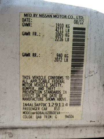 1N4AL3AP7DC129114 - 2013 NISSAN ALTIMA 2.5 白色 照片 12