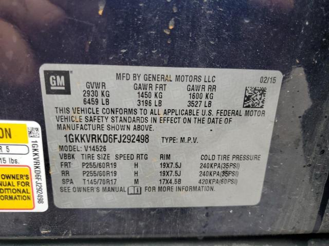 1GKKVRKD6FJ292498 - 2015 GMC ACADIA SLT-1 BLUE photo 13