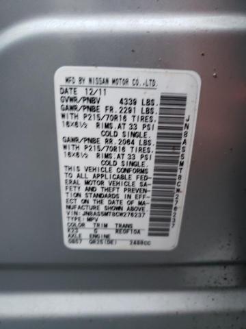 JN8AS5MT8CW276237 - 2012 NISSAN ROGUE S SILVER photo 12