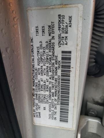 5TEGN92N62Z098323 - 2002 TOYOTA TACOMA DOUBLE CAB PRERUNNER SILVER photo 12