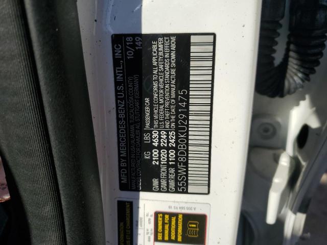 55SWF8DB0KU291475 - 2019 MERCEDES-BENZ C 300 Weiß Foto 12