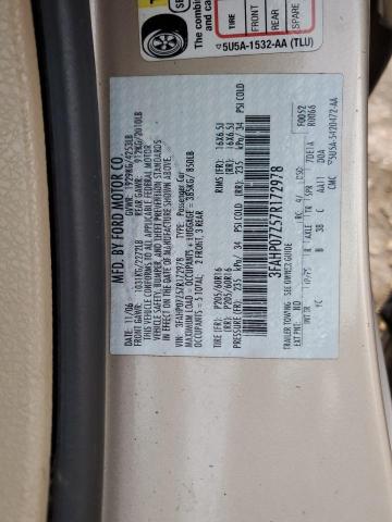 3FAHP07Z57R172978 - 2007 FORD FUSION SE BEIGE photo 12