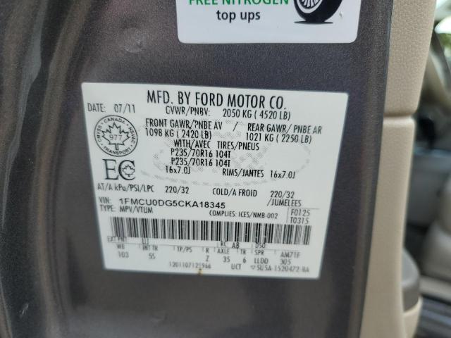 1FMCU0DG5CKA18345 - 2012 FORD ESCAPE XLT SILVER photo 13