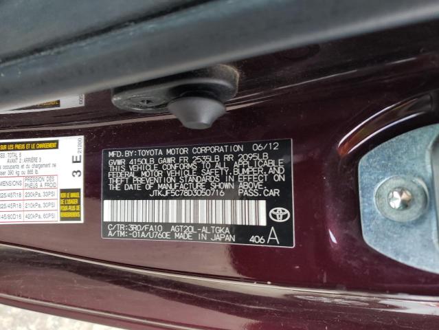 JTKJF5C78D3050716 - 2013 TOYOTA SCION TC 紫色 照片 12