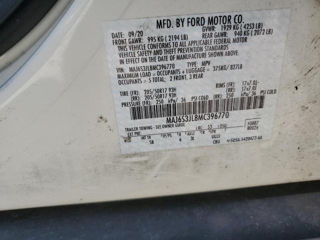 MAJ6S3JL8MC396770 - 2021 FORD ECOSPORT SES თეთრი ფოტო 13