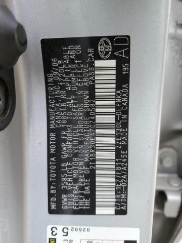 2T1BR30E47C740582 - 2007 TOYOTA COROLLA CE SILVER photo 12