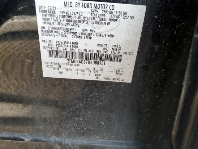 2FMHK6D87DBD08931 - 2013 FORD FLEX LIMITED BLACK photo 13