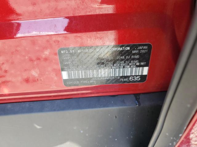 JA4J4UA84NZ005719 - 2022 MITSUBISHI OUTLANDER SE RED photo 14