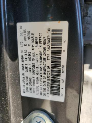 JH4CU2F69AC031190 - 2010 ACURA TSX GRAY photo 12