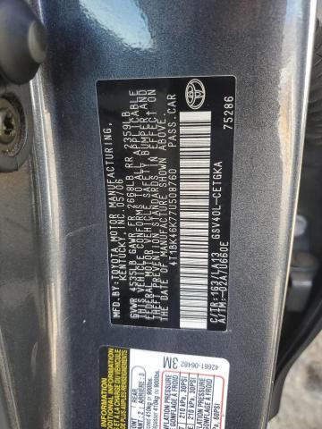 4T1BK46K77U508760 - 2007 TOYOTA CAMRY LE GRAY photo 12