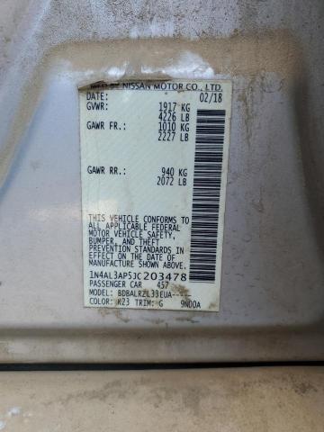 1N4AL3AP5JC203478 - 2018 NISSAN ALTIMA 2.5 Srebrny zdjęcie 12