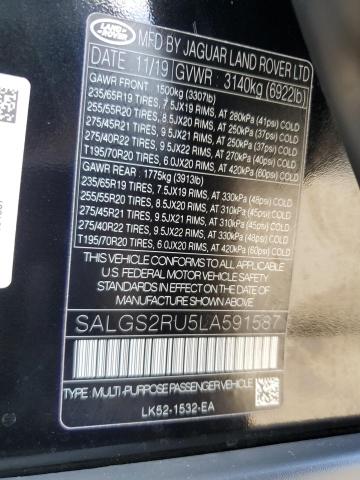 SALGS2RU5LA591587 - 2020 LAND ROVER RANGE ROVE HSE BLACK photo 13