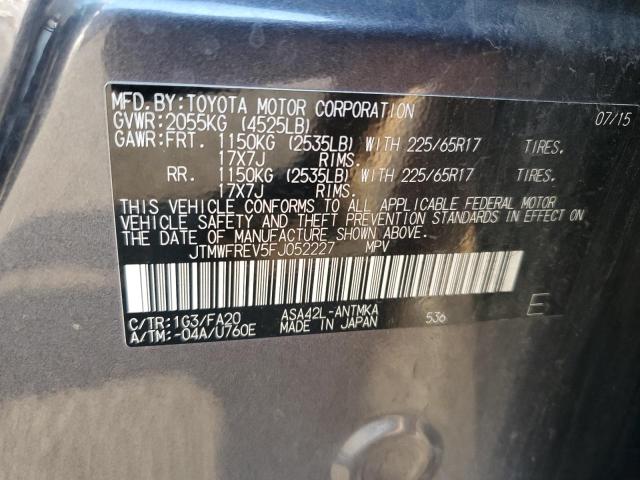 JTMWFREV5FJ052227 - 2015 TOYOTA RAV4 XLE GRAY photo 13