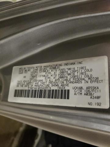 5TBBT44103S428574 - 2003 TOYOTA TUNDRA ACCESS CAB SR5 SILVER photo 12